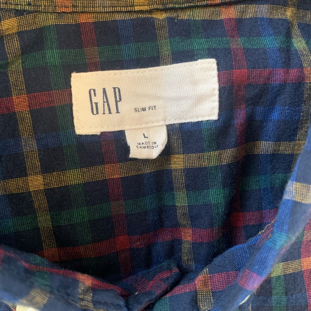 GAP Men's Multicolor Plaid Shirt-Size L - Picture 2 of 2